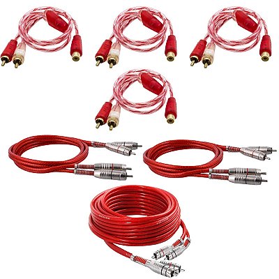 Kit Com 2 Cabos Rca 1M + 1 Cabo Rca 5M + 4 Cabos Y Rca - Stetsom