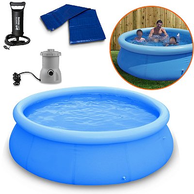 Piscina Borda Inflável Capacidade 4600L + Filtro 1136L/H + Lona 4X4 + Bomba De Ar - Importway