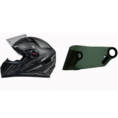 Kit Capacete Gt2 Preto +  Viseira Fumê - Fw3