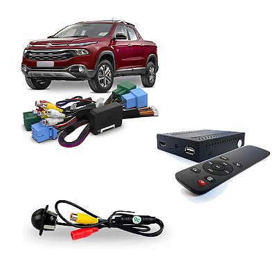 Kit Interface De Vídeo Para Instalação De Acessórios No Fiat Toro E Strada 2021 Ft-Vf-Uc4 + Câmera De Ré Ou Frontal + Receptor De Tv Digital Full Hd - Faaftech