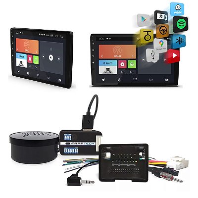 Kit Central Multimídia Ft-Mm-And9 + Interface Comando De Volante Ft-Sw-Gm - Faaftech