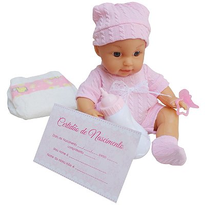 Boneca Infantil Fax Xixi De Verdade Mamadeira Fralda Certidão De Nascimento - Importway
