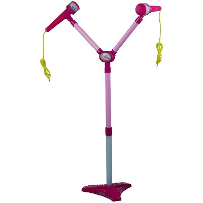 Brinquedo Microfone Infantil Duplo Pedestal Com Luzes - Importway