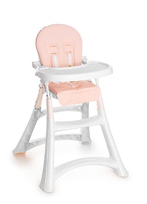 Cadeira De Refeição Alta Para Bebê Portátil Premium Branco E Rosa 5070Bcr - Galzerano