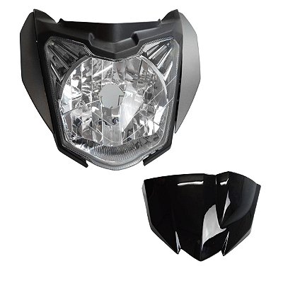 Farol Completo Com Carenagem Fazer 150 Ed 2016 A 2017 Preto Estrutura Resistente E Proteção Contra Os Raios Solares