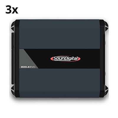 Kit 3X Módulo Amplificador Digital Soundigital Sd 800.4 Evo 4.0 800W Rms 2 Ohms 4 Canais Classe D - Soundigital