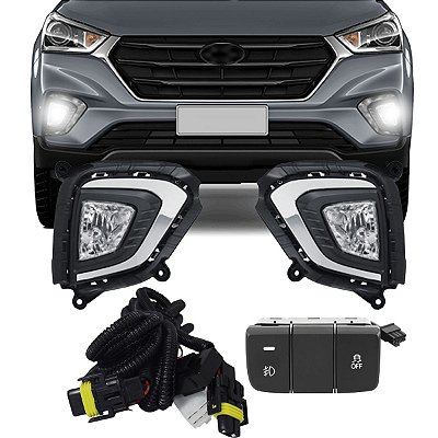 Kit Creta 2020 Moldura Cromada Botao Modelo Original