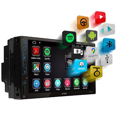 Central Multimídia Mp5 2 Din 7 Polegadas Sist Android 9.0 Usb/Sdcard/Aux/Bt/Esp. Ht-7120