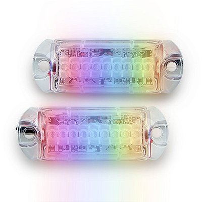 Par de Farol Strobo RGB AJK Universal com 9 LEDs 12V 3W 12 Efeitos 8 Cores Endereçável