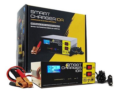 Carregador De Bateria Automotivo Smart Charger 10A Inteligente - Bivolt - 12V/24V - Smartcharger