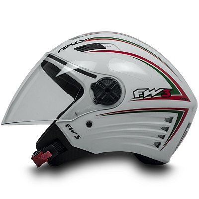 Capacete Moto Aberto X Open Italy Branco com Viseira Cristal Tamanho 58 - FW3
