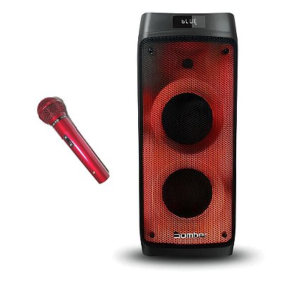 Caixa De Som Bomber Beatbox 1100 Bluetooth + Microfone Vermelho Profissional Com Fio Le Son