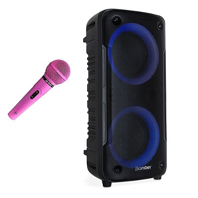 Caixa De Som Bluetooth Portátil Beatbox Bomber + Microfone Vermelho Sem Fio Profissional Le Son