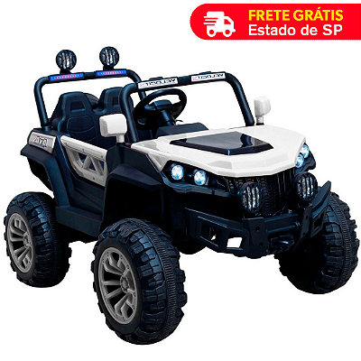 Carrinho Elétrico Infantil Buggy Jipe Utv 2 Lugares 12v Usb Som Branco - Importway