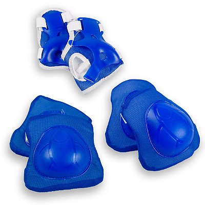 Kit De Proteção Joelheira Infantil Azul 6 Peças Com Protetor De Punho Ajustável - Zippy Toys