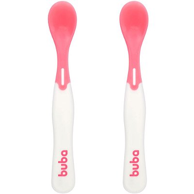 Colher Termosensível Rosa Buba 38° Muda De Cor Anatômica Para Introdução alimentar 2 unidades