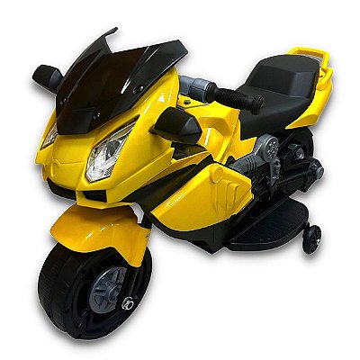 Mini Moto Elétrica 6V Infantil Amarela Com Luzes Buzina E Toca Música Bateria Recarregável - Importway
