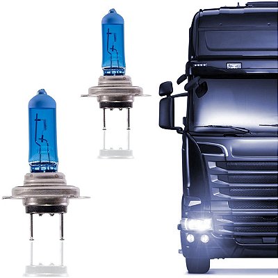 Par Lâmpadas Super Branca Volvo Scania Iveco VW MB H7 8500K 70W 24V Farol Caminhão - Tech One