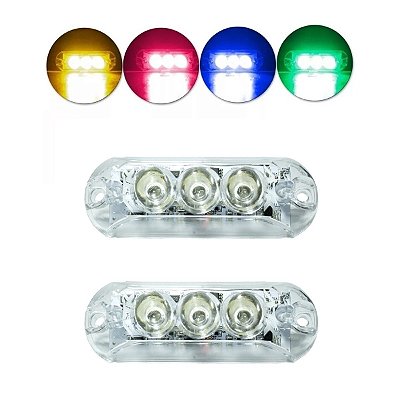 Par de Farol Strobo RGB AJK Universal com 3 LEDs 9W Com 12 Efeitos 8 Cores Endereçável - AJK
