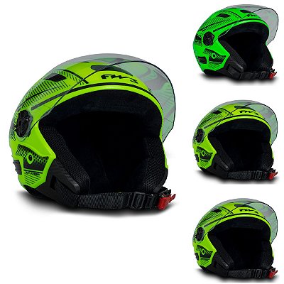 Capacete Aberto X Open Neon Amarelo Ou Verde FW3 Tamanhos 56 58 e 60 Com Design Esportivo E Confortável