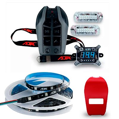 Smart Control com Voltímetro + Controle Longa Distância + 2 Faróis + Rolo de Fita Led RGB + Capa para Controle Vermelha