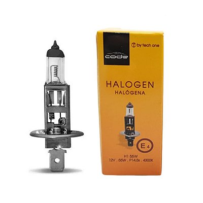 Lâmpadas Halógenas Standard Linha Code Tech One 1 Par Encaixe H1 12V Potência 55W Temperatura De Cor 4300K Base P14.5s