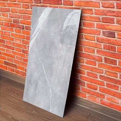 Kit 20 Pçs Revestimento de Parede 68x48cm Cimento Queimado com Calco Branco