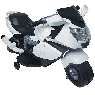 Mini Moto Elétrica Infantil Para Criança 6v Até 25 Kg Branco Com Funções De Frente E Ré Importway
