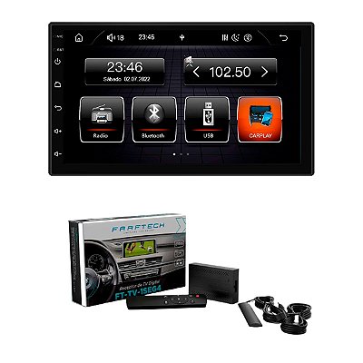 Multimídia 7" RS-700BR Plus CarPlay Roadstar Com Bluetooth + Receptor de TV Digital Automotivo Faaftech FT-TV-1SEG IV