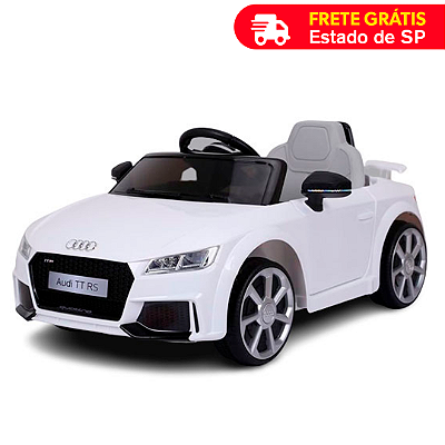 Mini Carrinho Elétrico Audi TT RS 6v  Infantil Bateria Branco Controle Remoto