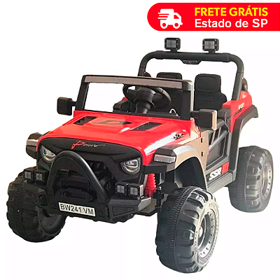 Mini Carro Elétrico Quadriciclo UTV 12V 4x4 Importway Vermeho Assentos Luzes Som Inmetro