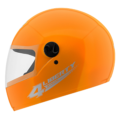 Capacete Laranja Tamanho 60 ProTork Viseira Cristal Casco Em ABS E Cinta Jugular Com Fecho Revestido Em EPS