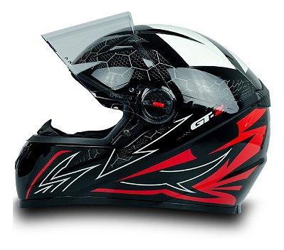 Capacete Moto FW3 Modelo GT2 Com Narigueira Tamanho 60 Vermelho Preto Branco Design Esportivo ABS Resistente Inmetro