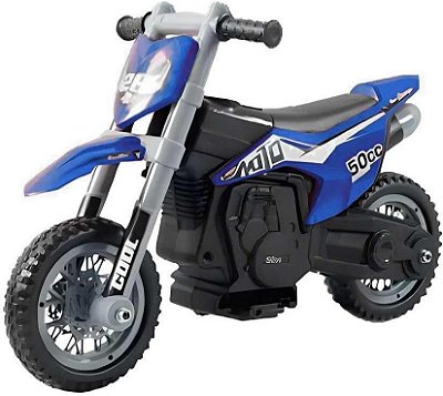 Mini Moto Elétrica Cross 6V Importway Azul BW233AZ Certificado Inmetro Velocidade Máxima 3km/h Luz Rodas de Treinamento