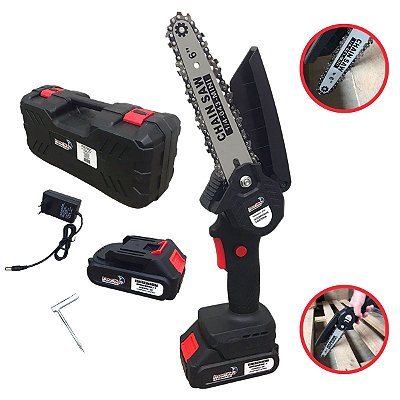 Mini Motosserra a Bateria Importway IWMMS212B 21v 2 Baterias Recarregaveis Velocidade 5m/s Potência 600w