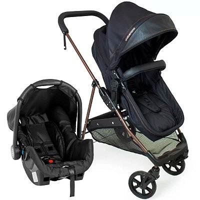 Carrinho Bebe Napoli Travel System Preto/Cobre Galzerano