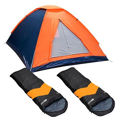 Barraca Panda Iglu 3 Pessoas 600mm Coluna d'água 2 Sacos de Dormir Com Capuz Viper Preto/Laranja Confortável