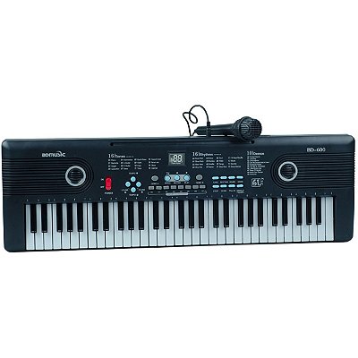 Teclado Musical 61 Teclas Com Microfone USB E Músicas Gravadas