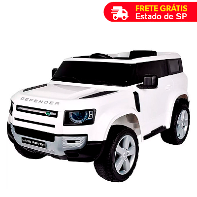 Carrinho Elétrico Land Rover Defender Branco Com Som Mp4 Luzes