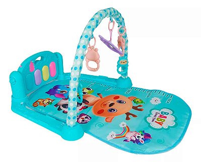 Tapete Interativo Bebê Criança Brinquedo Musical Som E Luz Azul