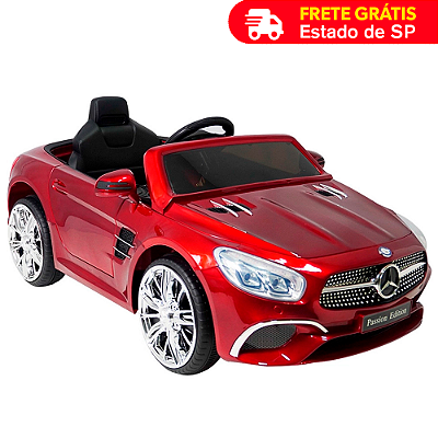 Carrinho Elétrico Esportivo 12V Mercedes Benz SL400 Vermelho Com Controle Remoto Luz Suporta 25kg USB FM MP3