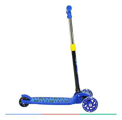 Patinete Infantil 3 Rodas Dobrável e Ajustável Roda com Led Ajuste de Altura Freio Roda Traseira Azul