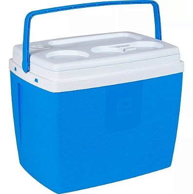 Caixa Térmica Cooler Culler Culer 19L Cor Azul 24 Latas Para Camping Praia Piscina Pesca Tampa Encaixe Latinhas