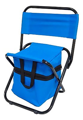 Cadeira de Pesca Camping Com Bolsa Acoplada Azul