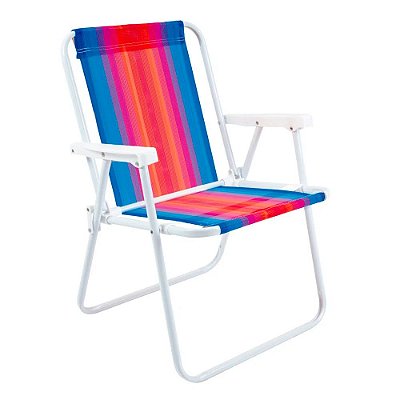 Cadeira Alta Para Praia Camping Azul, Rosa, Vermelho e Laranja Verão 72cm Resistente Confortável E Desmontável Mor