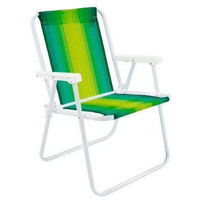 Cadeira Alta Para Praia Camping Verde Claro E Verde Escuro Verão 72cm Resistente Confortável E Desmontável Mor