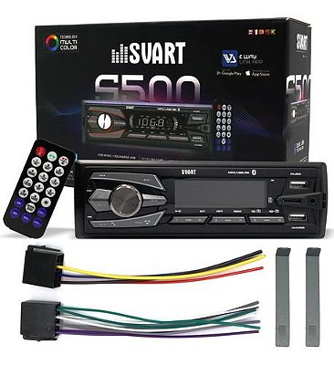 Som Automotivo Svart S500 com 2 USB Bluetooth SD Card Auxiliar Tech One FM MP3