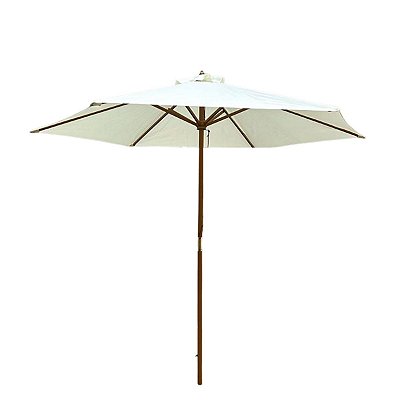 Ombrelone Central de Madeira 2,4m Diâmetro Branco Super Resistente Piscina Jardim Material de Qualidade