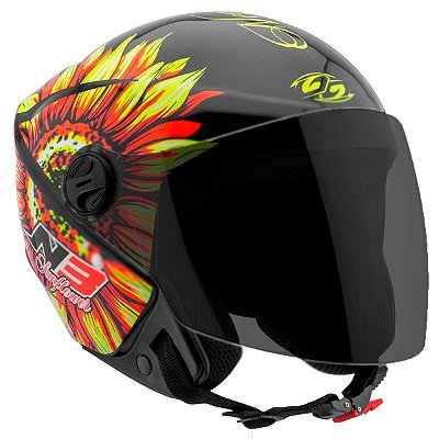 Capacete Moto Aberto New Liberty 3 Sunflower Brilhante Pro Tork Amarelo/Laranja Tamanho 58 Viseira Fumê