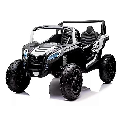 Mini Buggy Branco 24v Importway com Rodas em EVA e Bancos em Couro 2 Assentos BT MP3 USB Luz Led Buzina